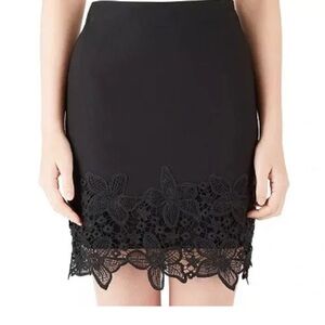 Elegant Black Lace Trim Skirt